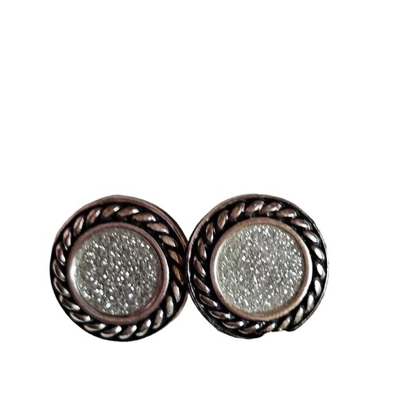 DB Brand 2 Pair Earring Stud Hoops White Sparkle Circle Silver Tone Fun New Gift - Picture 7 of 10